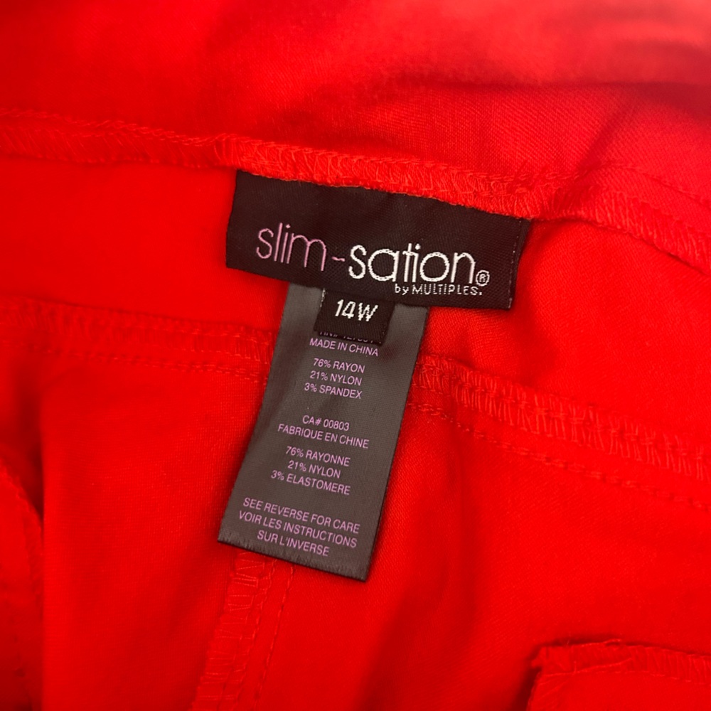 Nwt Slim-satin by Multipuled red Capri pants size 14w - Picture 10 of 12